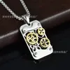 Anhänger Halsketten Mode Punk Drehbare Mechanische Getriebe Halskette Gold Farbe Edelstahl Steampunk Cut Dog Tag Hiphop Männer Jewe308R