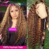 Lace Wigs Highlight Water Wave Human Hair Wig Highlighted Curly Lace Front Wigs For Women Brazilian Lace Closure Wig Pre Plucked Wig 231024