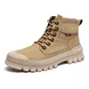 Boots High-quality Retro For Men Comfortable Genuine Leather Work Lace-up Ankle Casual High-top Safety Shoes