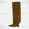 Stiefel Neue europäische und amerikanische große Damenstiefel, modisch, spitz, schwarz, ärmelförmig, knielange Damenstiefel mit hohem Absatz, T231025