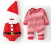2023Baby Jumpsuit Spring and Autumn Boys and Girls Baby Christmas Clothes with Hat Three Piece Set