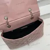 Elegante bolso de hombro para mujer 31 cm de cuero con diamantes a cuadros Hardware plateado Hebilla de metal Bolso superior Matelasse Cadena Cruzado Bolso de oficina retro Bolsos de aeropuerto