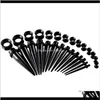 Sopracciglia 30pcslot conico acrilico nero con tunnel sile tunnel kit espander set di barella set per piercing gioielli per piercing kv9wj t5f9w309l