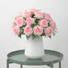 Decorative Flowers Artificial Romantic Wedding Bride Bridesmaid Holding Pink Roses Diy Flower Pography Props Decoration For Home DECOR