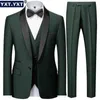 Mäns kostymer Blazers Luxury Full Men's Suit 2023 Ny i Blazer Pants Vest 3 Pieces Set Formal Elegant Business Wedding Party Evening Pant Suits Q231025