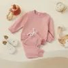 Giyim Setleri Tragren 03 yıl Toddler Bebek Erkek Giysileri Güz Kıyafetleri Düz Renk Mürettebatı Boyun Uzun Kollu Sweatshirts Pantolon 2 PCS Set Trailsuit 231025