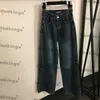 Letras clássicas tecer calças femininas de luxo calças jeans cintura alta calças compridas personalidade solta padrão jean pant