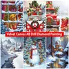 Christmas Decorations 5D DIY AB Velvet Canvas Diamond Painting Christmas Snowscap Snowman Diamond Art Cross Stitch Mosaic Picture Handcraft Home Decor 231025