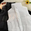 Gilets pour hommes hiver chaud gilet veste épaissie bouffante coton rembourré manteau décontracté écharpe col noir blanc mode vestes