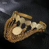 Bangle Dubai Gold Tassels Bangles para Mulheres Árabe Trendy Moeda Nupcial Jóias Tamanho Cooper Bracelet329d