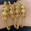 Armreif 4 Stück ethnische Perlen Goldfarbe Dubai Armreifen für Frauen 24 Karat Kugel Kupfer Saudi-arabisches Armband Mädchen Afrika Armreifen Hochzeitsschmuck 231025