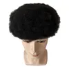 1B # Noir Cheveux Humains Pièces 4mm Racine Afro Mâle Dentelle Unité 8x10 Pleine Dentelle Toupée pour Homme Noir