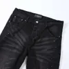 Jeans de designer angustiado da moda mensagens de pura púrpura de rua preta jeans pretos amiiris 7x12