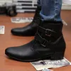 Buty mężczyźni zimowe skórzane buty British Style Buty płaski obcasy robocze motocykl swobodny kostka śr.