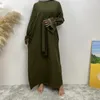 Roupas étnicas Modest Abaya Eid Ramadan Mulheres Muçulmanas Cinto Renda Maxi Vestido Marocain Caftan Femme Musulman Vestidos Árabe Robe Jalabiya