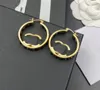 High-end Copper Letters Stud Real Gold Plated Non Fading Luxury Brand Designers Leather Hoop Earring Women Round Loop Drop örhängen Jewerlry Back Seal Letter