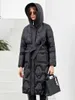 FEZC MĘŻCZYZN MĘŻCZYZNA Zimowa kurtka w dół 2023 Długa czarna klasyczna design zamek błyskawiczny Pasek Big Pocket Women Fashion ZR-20236