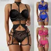 Sexig uppsättning 3st/Set Women Intimates Sexig spetsbh+thongs strumpor Set Sexiga underkläder Erotiska heta kvinnors underkläderuppsättning T231025