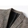 スーツメンズファッションブレザー秋グレーイエローペルレイドビジネスカジュアル男性ブレザーコートウェディングパーティースリムフィットジャケット