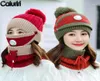 Beanies Caluriri WindProof Hat Women Warm Knit Hats Scarf Sets Sets冬のパッド入りマスクネックプロテクター3 PCセットサイクリングウールキャップ4633782