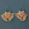 Dangle Oorbellen Vedawas Etnische Omzoomd Macrame Kwastje Oorbel Voor Vrouwen Boho Weave Draad Fiberart Veer Vriendin Geschenken Sieraden INS