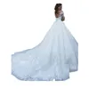 illusion White/Ivory Wedding Dresses 2024 Elegant Long Sleeves Appliques Lace Elegant Bride Dress Princess Tulle Wedding Gowns