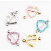 Colors Nice Stone Heart Style Nipple Ring Piercing Jewelry 20 Pcs Pink Color Stone Drop Piercing Body Jewelry Shipping 2223#