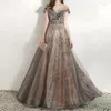 Sukienki imprezowe Znakomity wieczór koralików dla kobiet w V-d-neck luksusowa sukienka gości weselna francuska elegancka suknia balowa sami