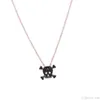 factory whole drop stock pave black cubic zirconia rose gold 925 sterling silver ladies women skull necklace2353