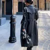 In pelle da donna Julypalette Vera pelle di pecora Lungo Trench per donna 2023 Autunno Inverno Frangivento Caldo Signore Cintura abbottonata Pelle di agnello