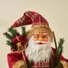 Decorações de Natal Santa Boneca Pingente xadrez vermelho 2023 Decoração de árvore feliz para crianças da família Presente Naviidad 231025