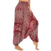 Frauenhose Bohemian Style Laterne mit zwei Tragen von losen thailändischen Baumwollcapris hoher Taille Elefant Print Boho Jumpsuit