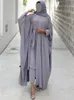 Vêtements ethniques EID 2 pièces Abaya correspondant ensembles musulmans Hijab robe ouverte Abayas pour femmes Dubaï Turquie manches courtes robes intérieures africaines