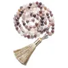 Chokers 8mm Violette stenen kralen geknoopt 108 Mala ketting Meditatie Yoga Gebed Japamala Set voor mannen en vrouwen 231025