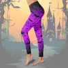 Женские леггинсы, женские брюки с высокой талией и принтом на Хэллоуин для йоги, бега, фитнеса, женские градиентные брюки с рисунком летучей мыши