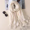 Scarves Spring Linen Long Sunscreen Summer Beach Scarf Shawl Cotton Linen Solid Color Pearl Light Gift Silk Women Wraps 231024