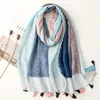 Halsdukar Fashion Luxury Brand Women Aztec Geometric Tassel Cotton Shawl Spring Autumn Wrap Hijab Lady Pashmina Viscose Foulard Stole 231025