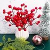 Decoratieve Bloemen 20/1 Stuks Kunstmatige Rode Bessen Stengels Nep Hulst Bessen Takken DIY Kerstkrans Geschenken Inpakken Accessoires Woondecoratie