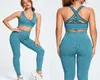 Completo da yoga Set da palestra senza cuciture Tute sportive Leggings a vita alta Reggiseno push up Gilet 2 pezzi Leopard Sportswear Donna Fitness8344370