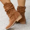 2023 outono e inverno botas femininas cor sólida novo salto baixo 40-43 botas sapatos para mulher