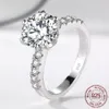 2 0ct Silver 925 Rings Natural Gemstone Zirconia Diamond Wedding Ring for Bride Women Band Fine Jewelry J-427246O