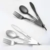 Dinnerware Sets Dinnerware Sets 3Pcs/Set Outdoor Cutlery Set Stainless Steel Tra Lightweight Knife Fork Spoon Travel Cam Picnic Portab Dhqom