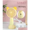 Party Favor Rechargeable Mini Fan Hand Held Party Favor 1200Mah Usb Office Outdoor Household Desktop Pocket Portable Travel Electrical Dhkyc