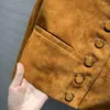 Women's Leather Gold Hunting Goatskin Anti Suede Technology Three-dimensional Cut Round Neck Double Bag Short