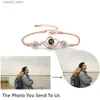 Charm Bracelets 925 Sterling Silver Personalized Custom Photo Bracelets Projection Photo Bracelet for Woman Mom Wife Heart pendant Jewelry Q231025