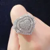 Hjärtring besatt med diamanter och StarScustom Heart Ring Kvinnor Fina smycken Sterling Silver S925 VVS Moissanite Diamond Ring