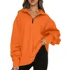 Sweats à capuche pour hommes Sweatshirts 7 couleurs Sweat-shirt décontracté pour femmes Mode Nouveau Demi-fermeture éclair All-Match Pull Dames À manches longues Solide Chaud Ample Quotidien Tops 2023