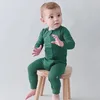 Artırıcılar Bebek Romper Bambu Fiber Erkek Erkek Kız Giysileri Doğum Zipper Footies Tulum Katı Uzun Sleeve Bebek Giyim 0-24M 231024