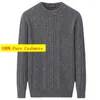 Men's Sweaters Arrival Autumn Winter Thickened Knitted Round Neck Jacquard Pullover Warm Pure Cashmere Sweater Size XS-3XL 4XL