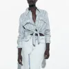 Kadın Bluzları 2023 Sonbahar Moda Çizgili Sıradan Uzun Kollu Gömlek Cepleri Birleştirme Ultra Yetenekli Kızlar Zarif Bluz 19F1758
